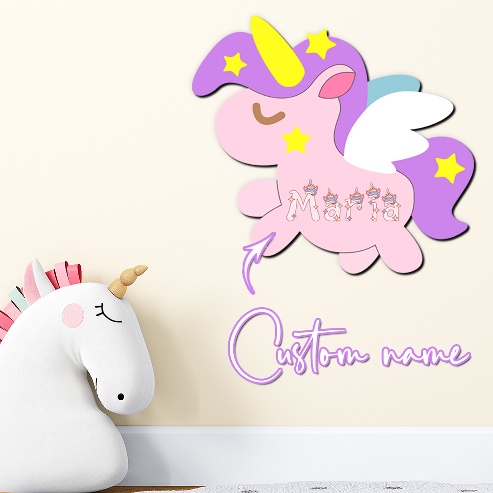 Baby Nursery Wall - Aangepaste eenhoorn houten naamplaatje gepersonaliseerde 3D