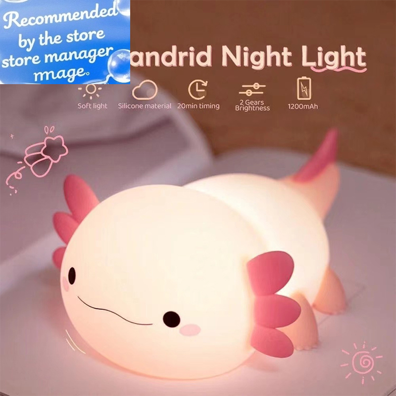 Baby Nursery Equipment - Schattig Axolotl-nachtlampje Siliconen slaaplamp voor de
