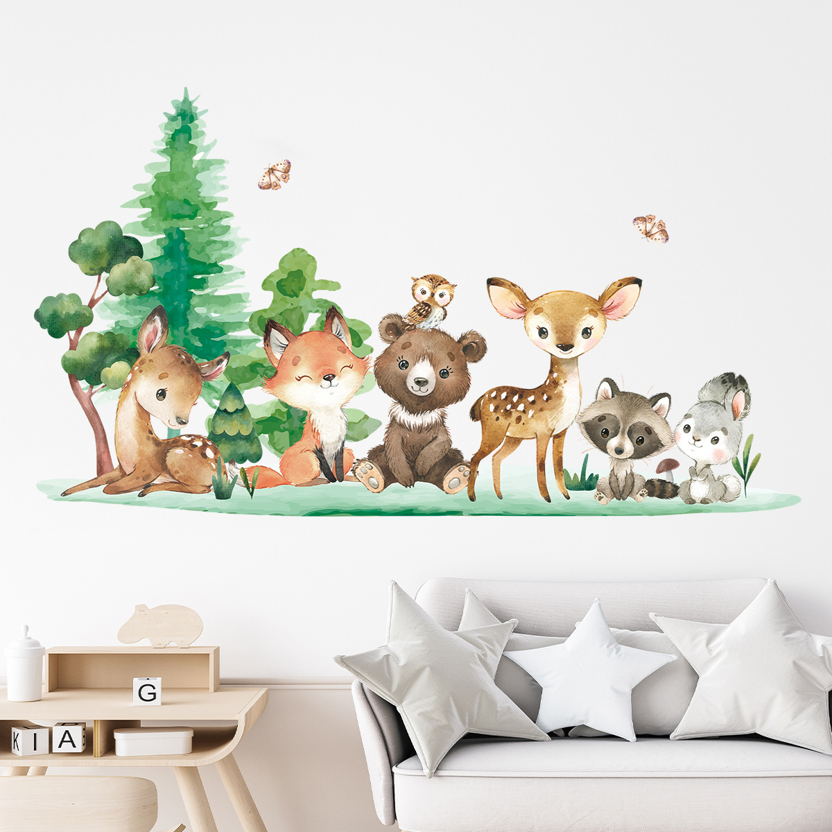 Baby Nursery Forest Theme - Bosdieren thema beer herten konijn kindermuurstickers