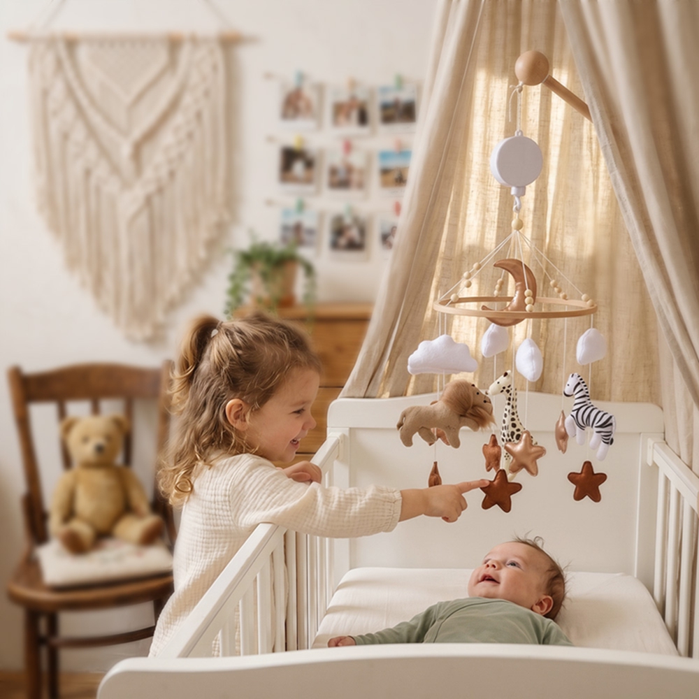 Baby Nursery Equipment - Houten bedbel babywieg mobiel met muziekdoosje,