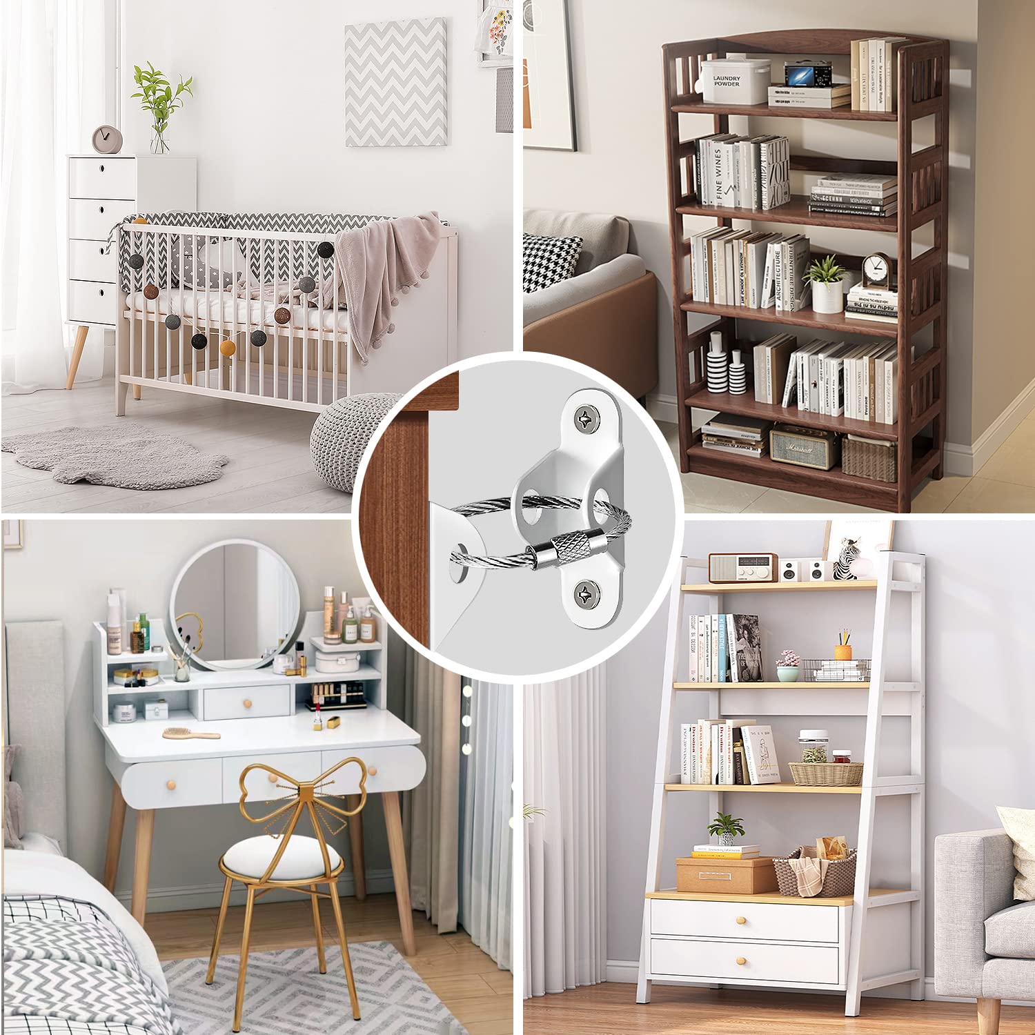Baby Nursery Bookcase - Anti-Baby Tilt meubelanker, schokabsorberende riem, geschikt