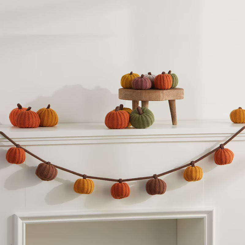 Baby Nursery Bookcase - Gebreide pompoenslinger voor schoorsteenmantel Halloween herfst