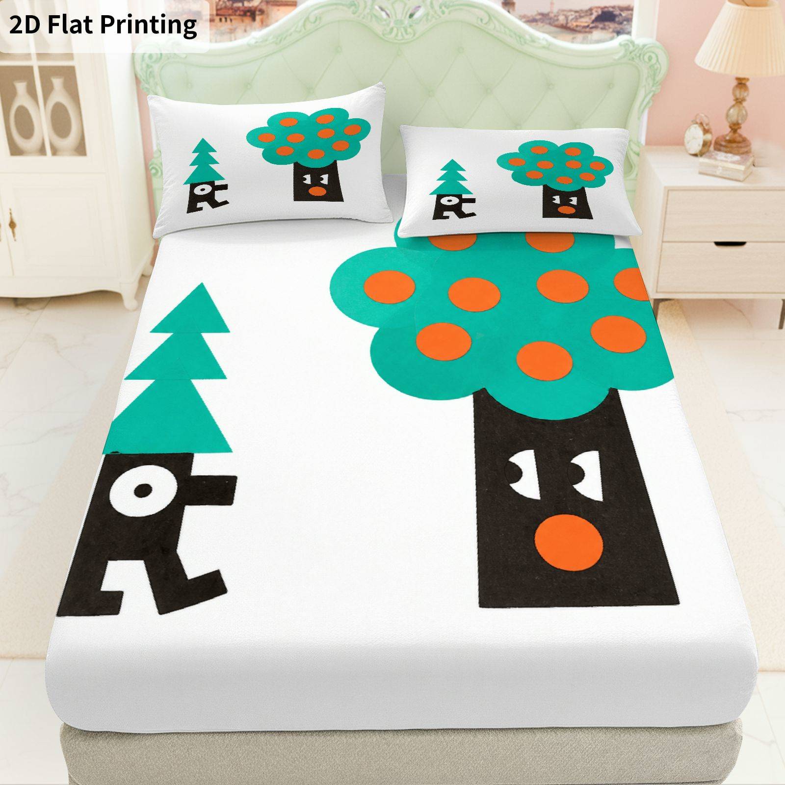 Baby Nursery Forest Theme - Abstracte beddengoedsets met volledige print, hoeslaken,
