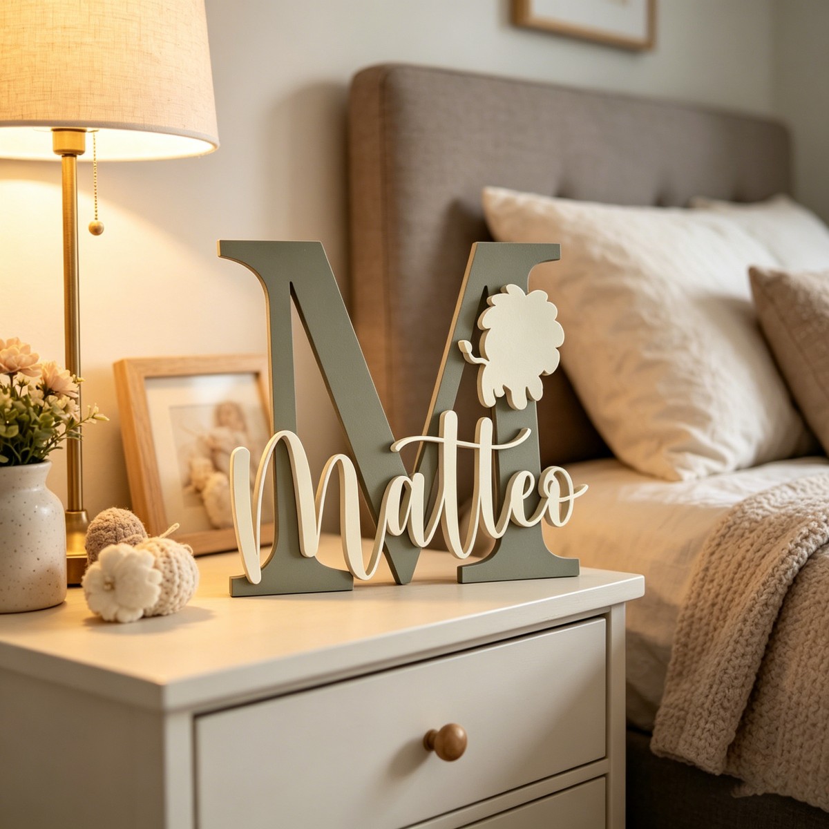 Baby Nursery Toy - 1Pc Aangepaste Leeuw Naam & Initial