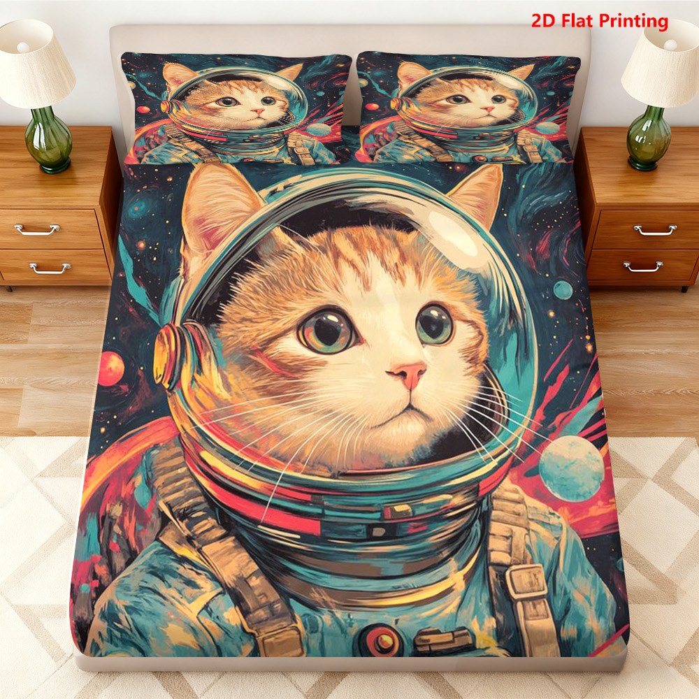 Baby Nursery Bedding - Space Cat Astronaut Beddengoedset, Volledige Set,