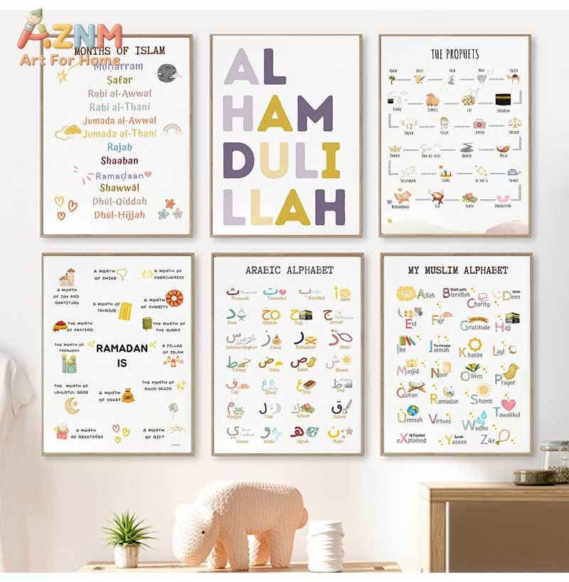 Baby Nursery Paintings - Islam Moslim Profeten Arabisch Alfabet Allah