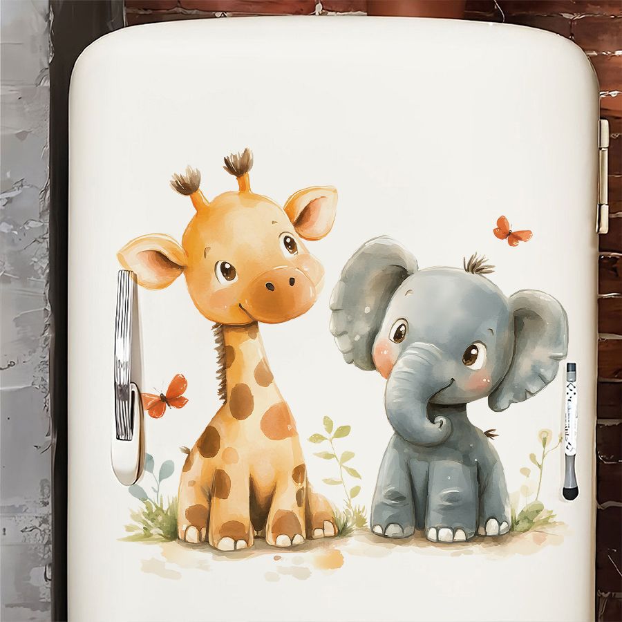 Baby Nursery Labels - Leuke giraffe en olifant muurstickers waterdicht