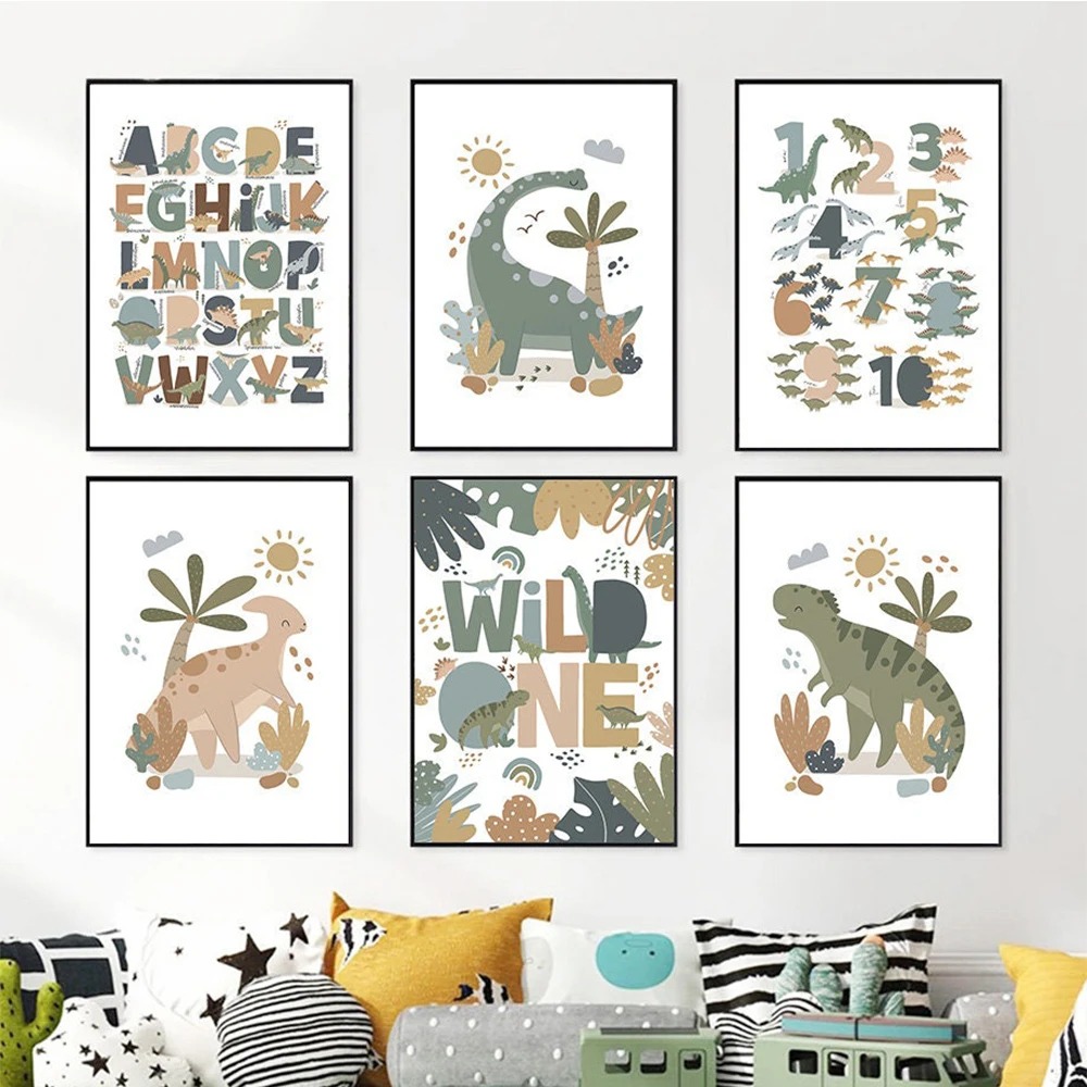 Noordse Schattige Baby Dinosau - Baby Nursery Paintings recensie en prijs