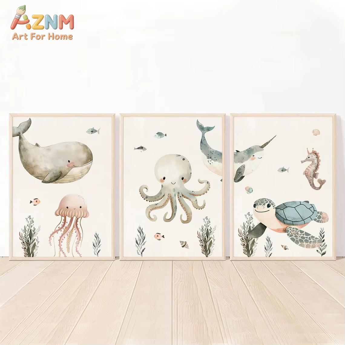 AZNM aquarel schattig oceaandi - Baby Nursery Paintings recensie en prijs