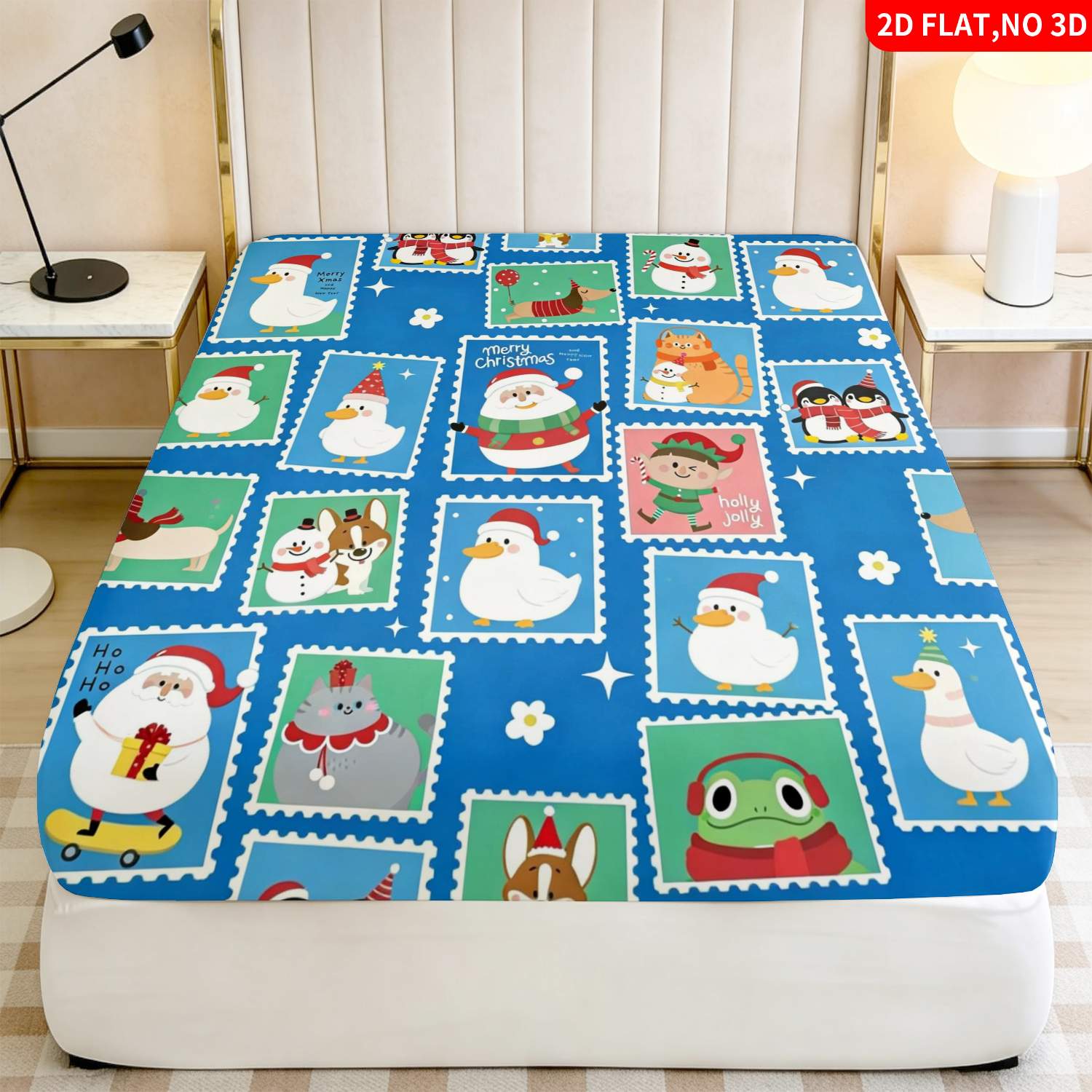 Kerst-dierenprint blauwe bedde - Baby Nursery Bedding recensie en prijs
