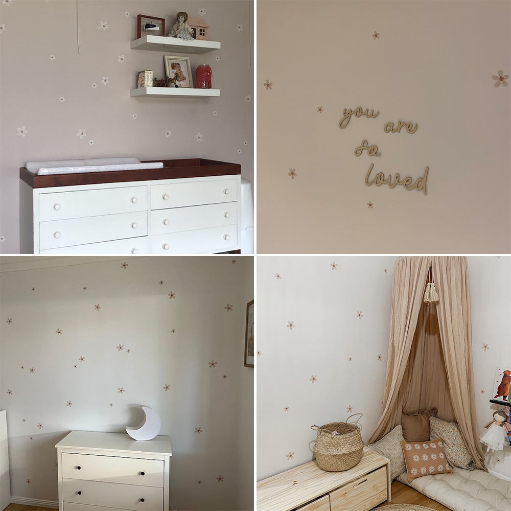 Boho effen gekleurde bloemen k - Baby Nursery Labels recensie en prijs