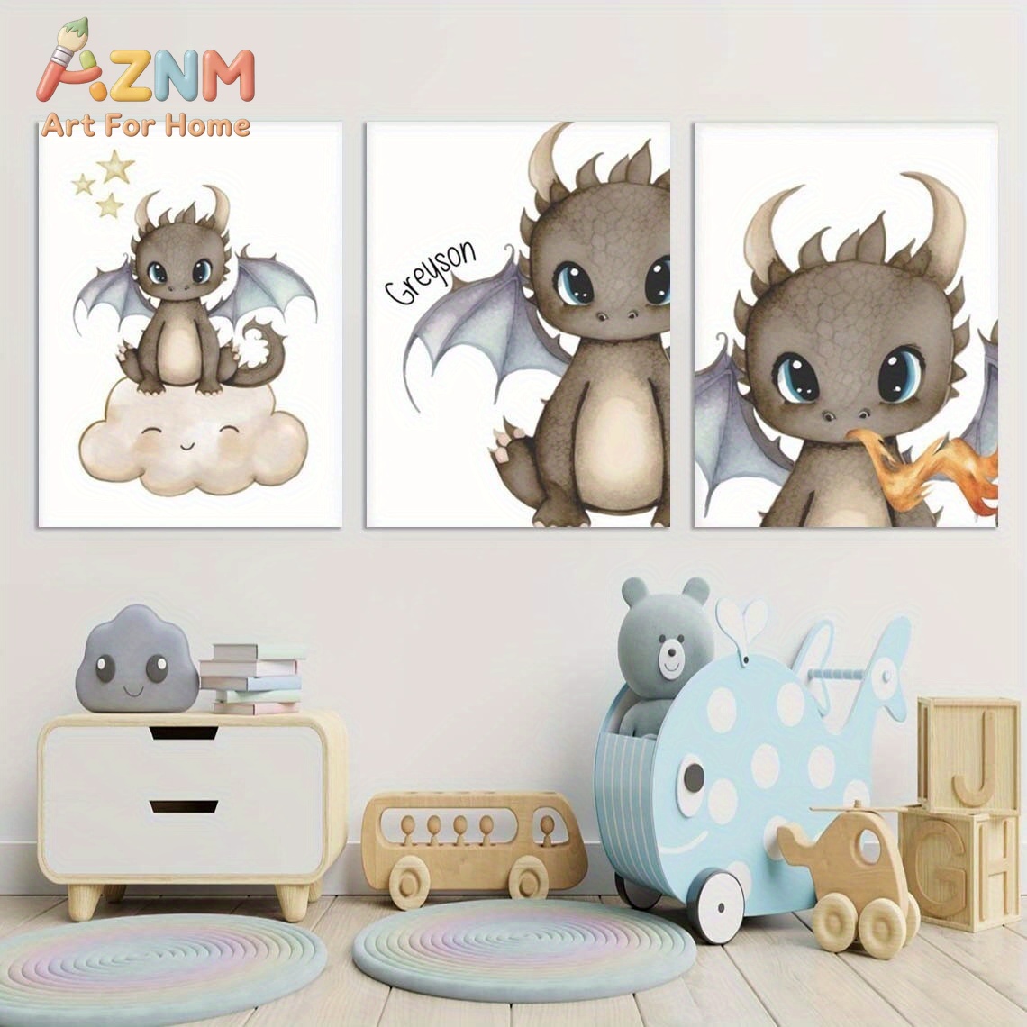AZNM Schattig Baby Draak Canva - Baby Nursery Paintings recensie en prijs