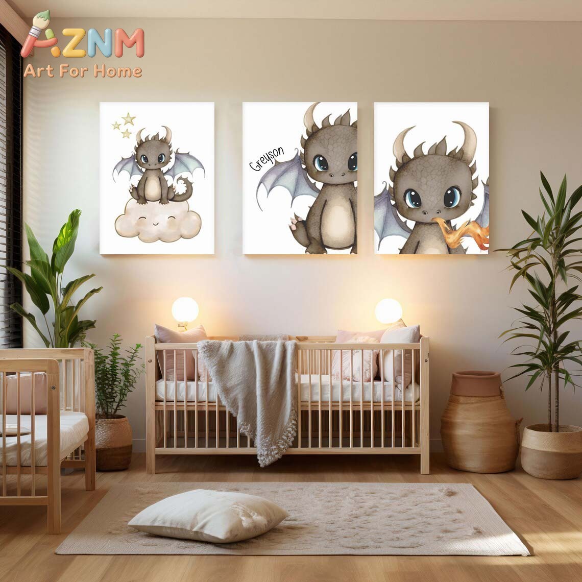 AZNM Schattig Baby Draak Canva - Baby Nursery Paintings recensie en prijs