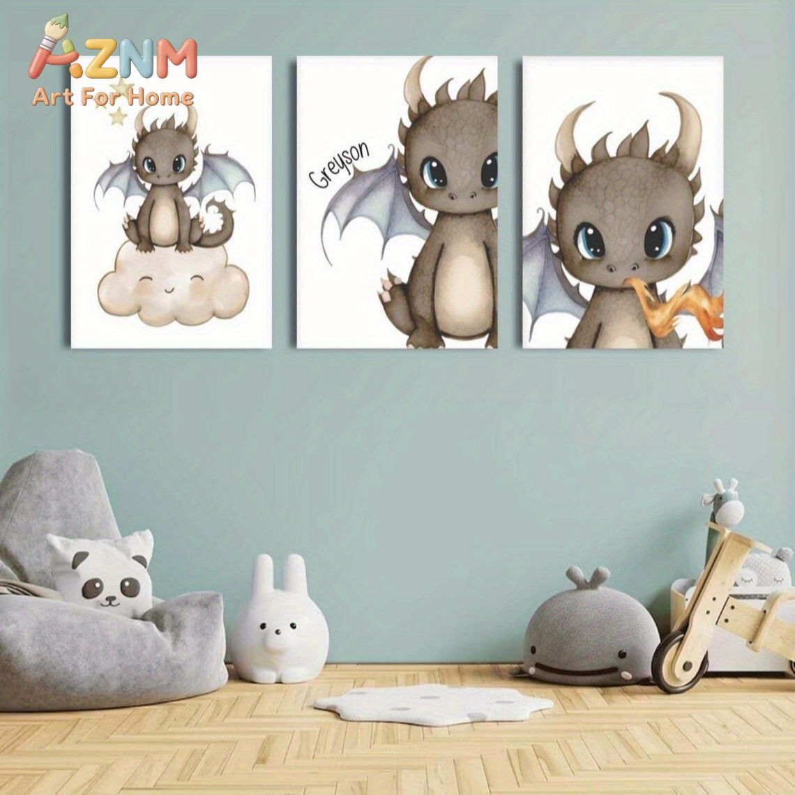 AZNM Schattig Baby Draak Canva - Baby Nursery Paintings recensie en prijs