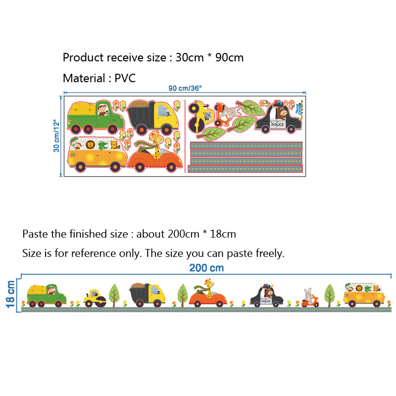 Cartoon Dieren Auto Muursticke - Baby Nursery Labels recensie en prijs