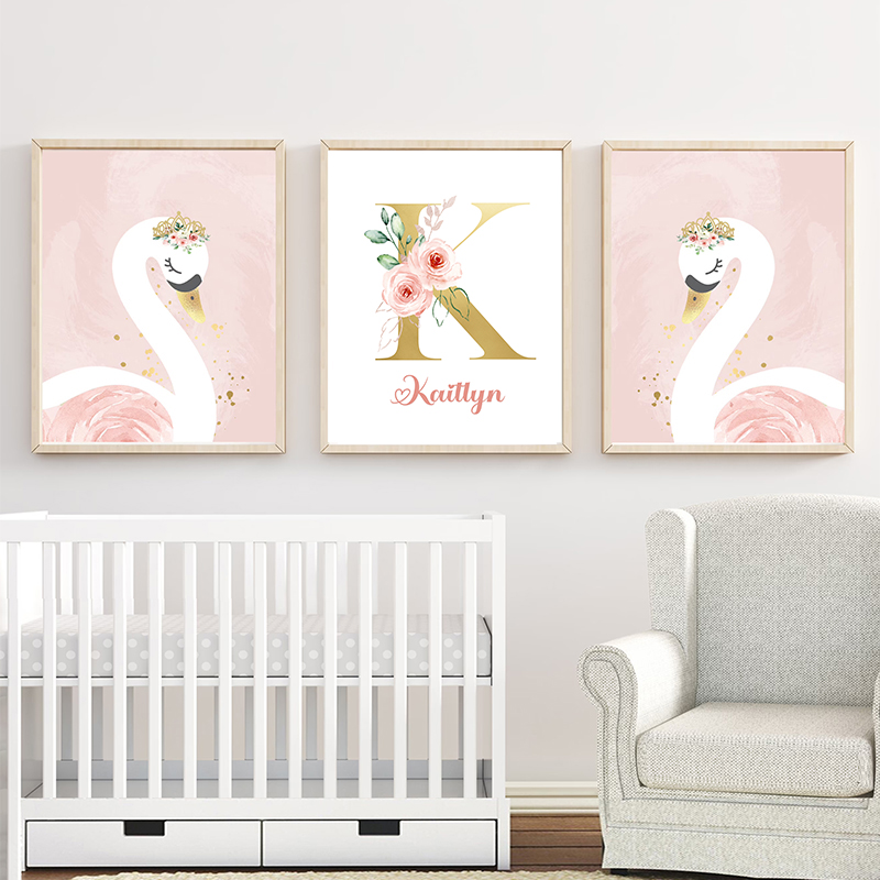 Roze Kroon Zwaan Gouden Aangep - Baby Nursery Name Letters recensie en prijs