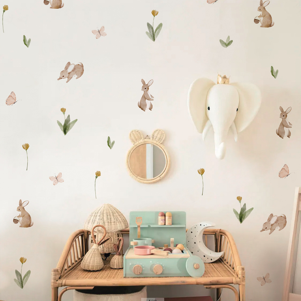 Zomer aquarel schattige konijn - Baby Nursery Labels recensie en prijs