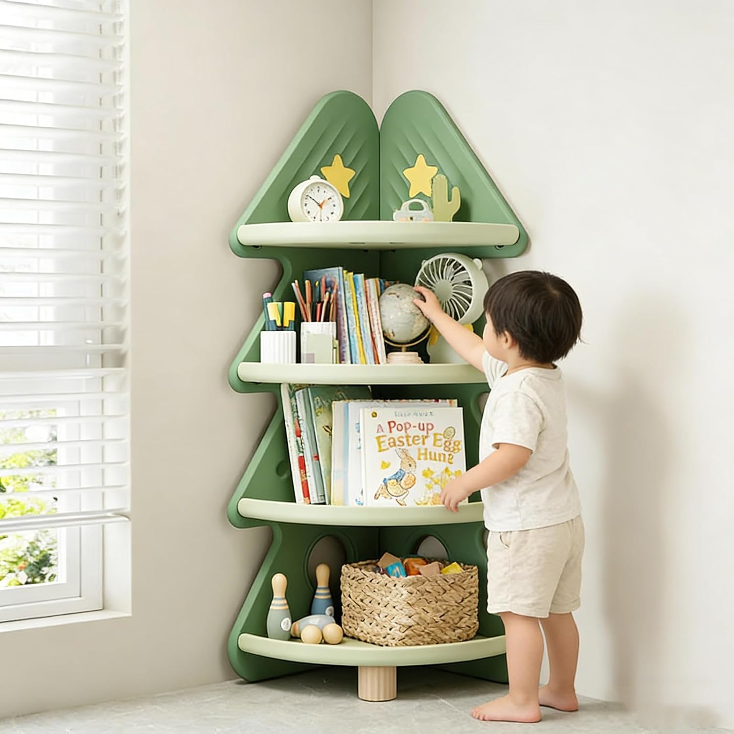 4-laags hoekboekenplank speelg - Baby Nursery Bookcase recensie en prijs