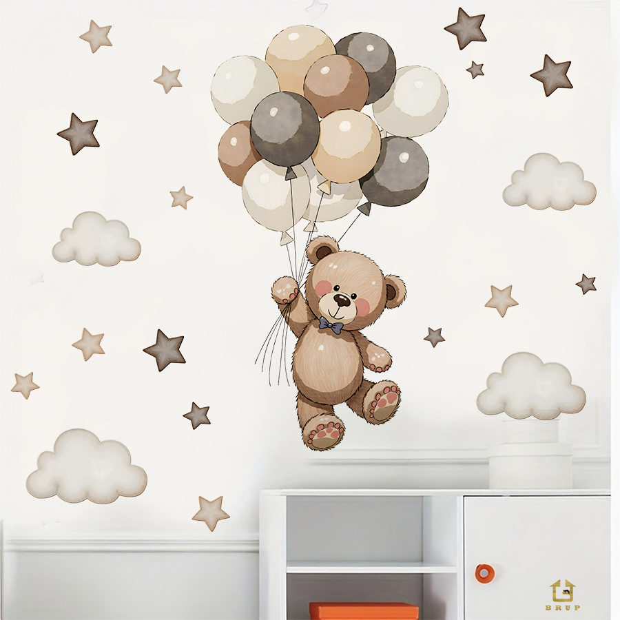 Schattige teddybeer muursticke - Baby Nursery Labels recensie en prijs