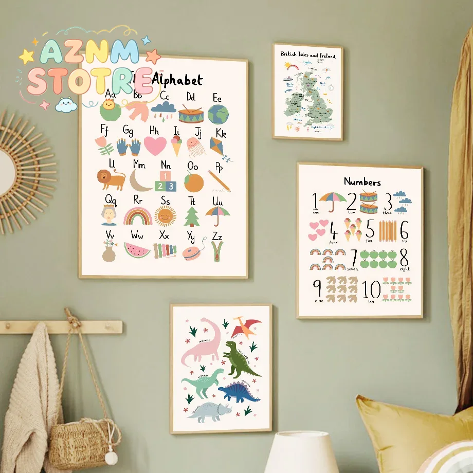 Dierenwereldkaart Dinosaurus A - Baby Nursery Paintings recensie en prijs
