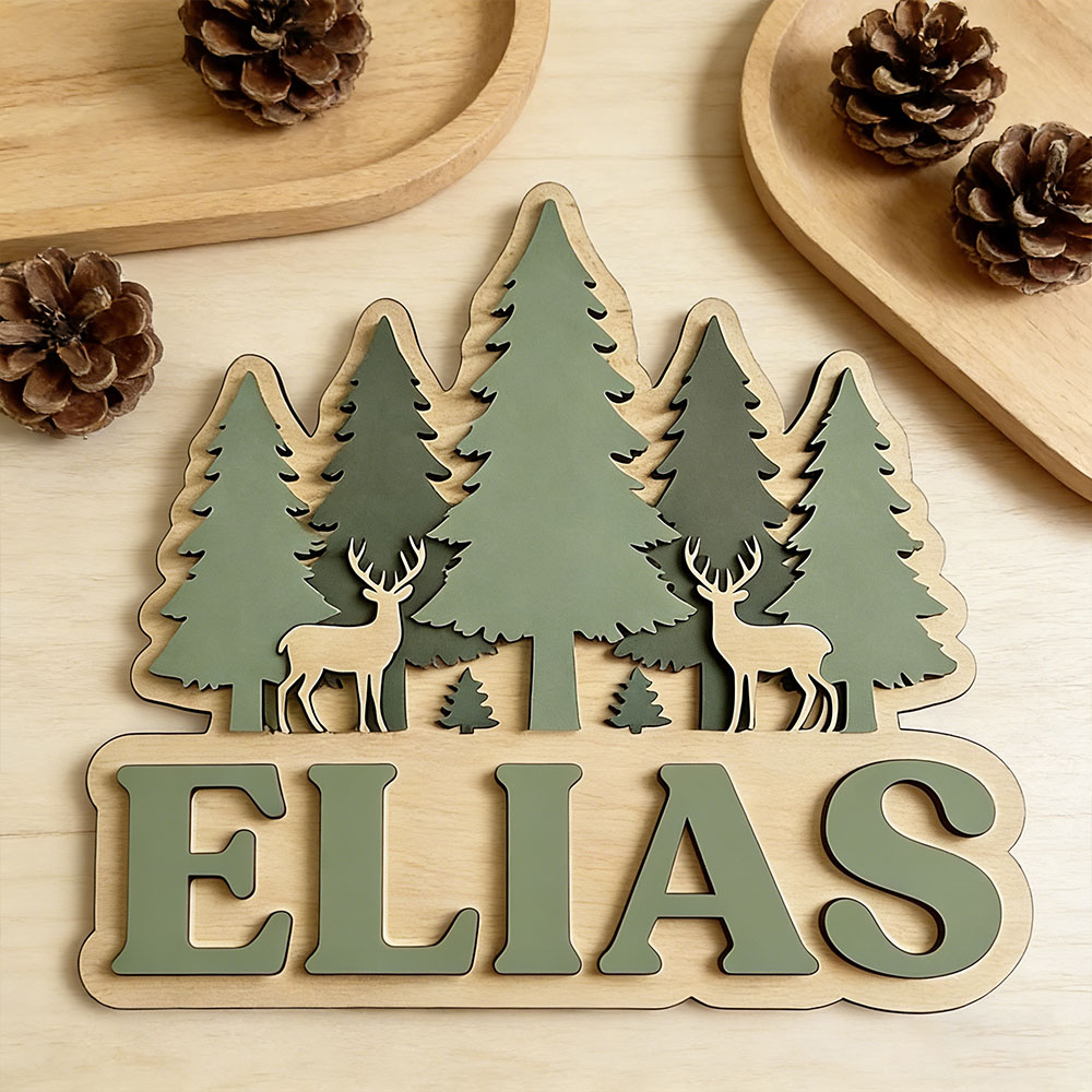 Houten bord met bosdieren- en  - Baby Nursery Forest Theme recensie en prijs