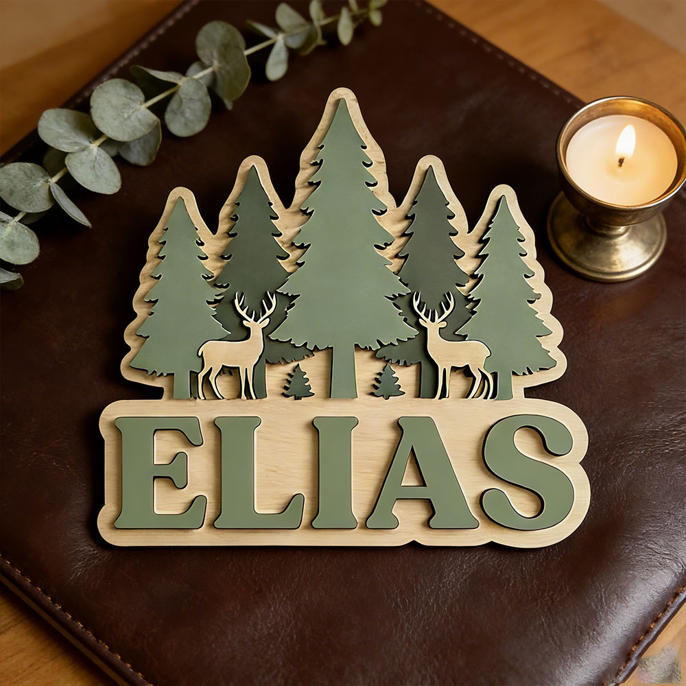 Houten bord met bosdieren- en  - Baby Nursery Forest Theme recensie en prijs