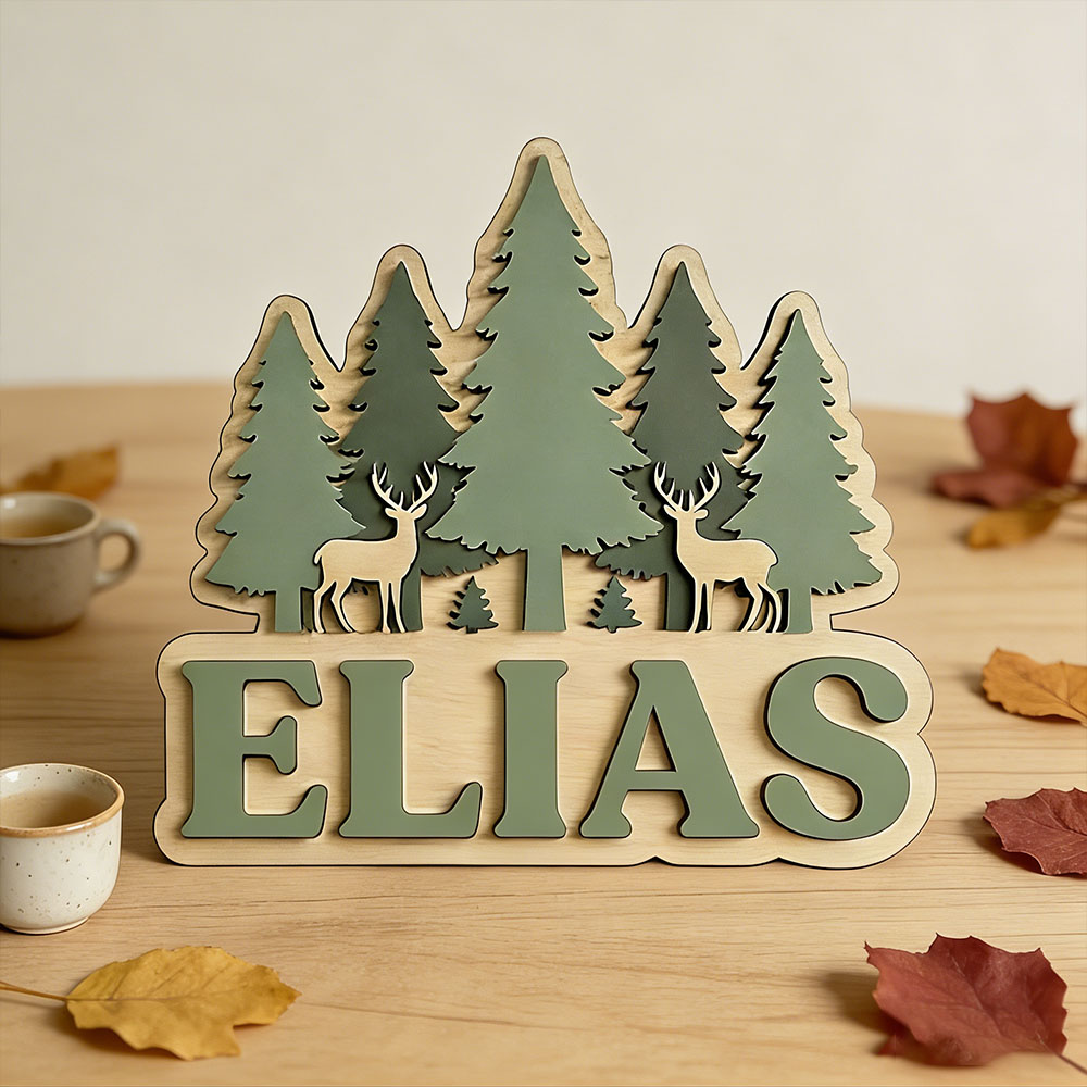 Houten bord met bosdieren- en  - Baby Nursery Forest Theme recensie en prijs