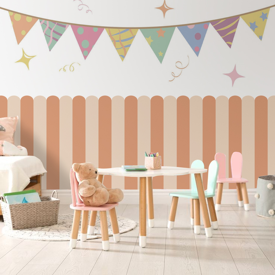 Veelkleurig verticaal gestreep - Baby Nursery Wall recensie en prijs