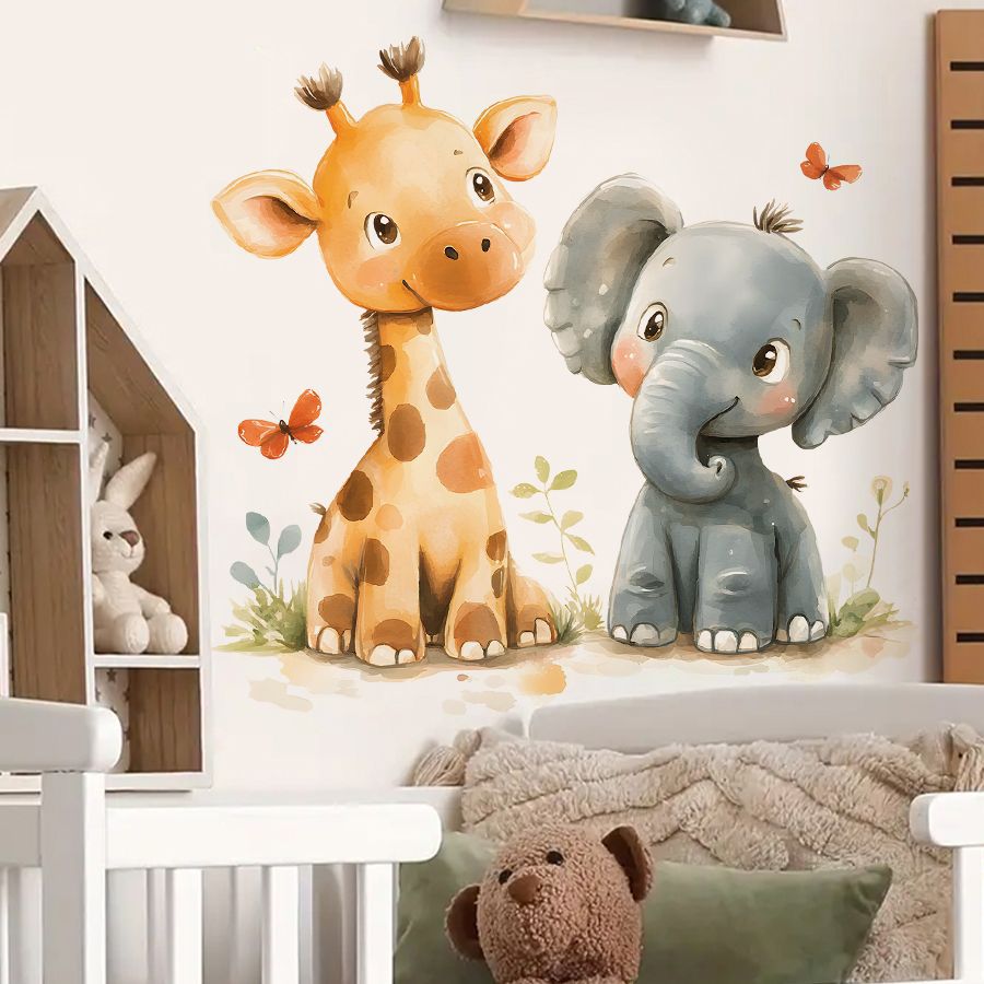 Leuke giraffe en olifant muurs - Baby Nursery Labels recensie en prijs