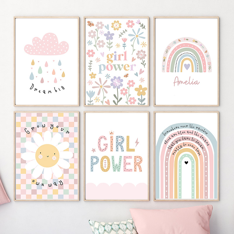 Zon Bloem Regenboog Wolk Hart  - Baby Nursery Paintings recensie en prijs